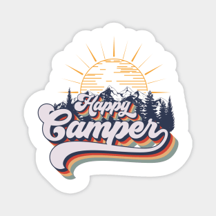 Happy camper quote short adventure, cute retro camping typography Magnet