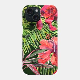 Tropical Background Watercolor tropical leaves Phone Case