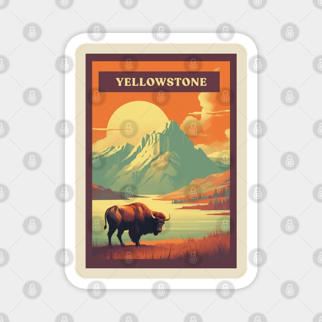 Yellowstone Magnet by Retro Travel Design