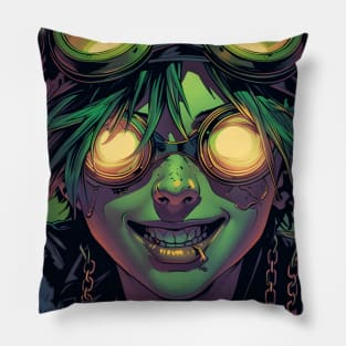 Psychedelic Steampunk Aviator in Glasses Pillow