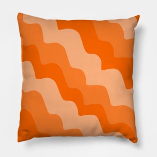 Orange wavy ocean waves gradient Pillow