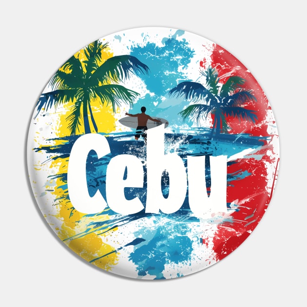 Philippines Cebu Vibes - Colourful palm trees and surfer graphics Pin by MLArtifex