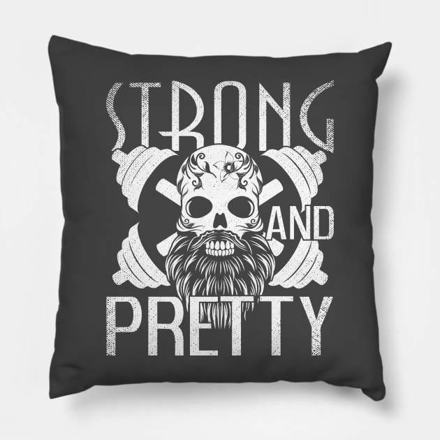 Strong and Pretty Strongman Gym Vintage Pillow by Sofiia Golovina