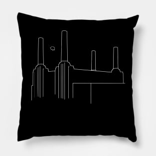 Pink Floyd Animals Minimalistic White on Black Pillow