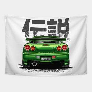 Monster Skyline GTR R34 (Envy Green) Tapestry