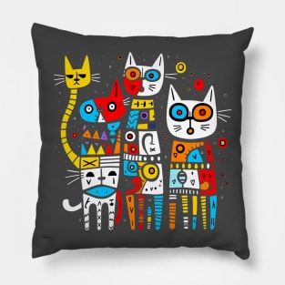 Abstract Art Cat Family Abstractionism Cubism Ghosts Cats Pillow