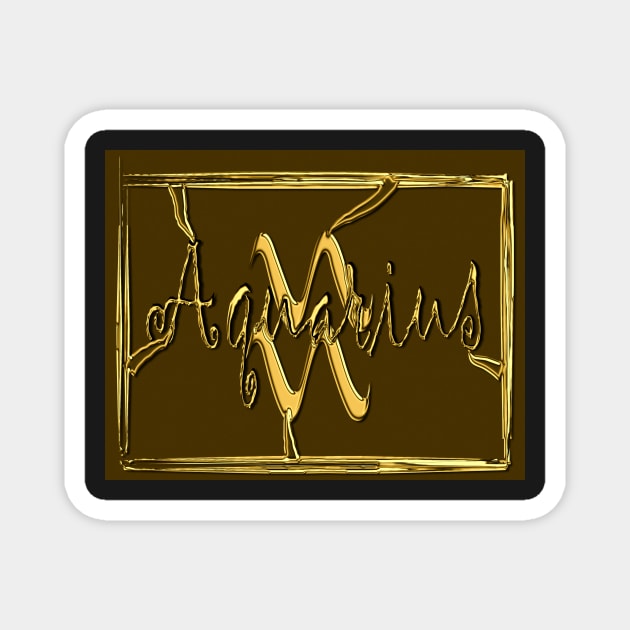 Aquarius, zodiac sign in 3D gold look Magnet by robelf