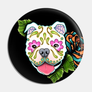 American Bulldog - Day of the Dead Sugar Skull Dog Pin