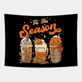 Tis The Season Pumpkin Spice Latte Halloween Fall Coffee Tapestry