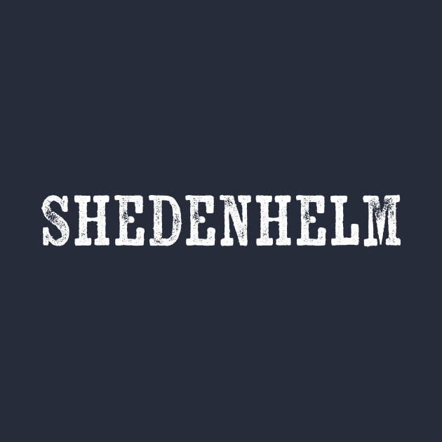 Shedenhelm Family Crest with NAME on BACK (Distressed White Linework) by Shedenhelm