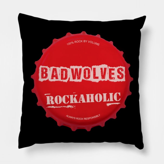 bad wolves ll rockaholic Pillow by claudia awes