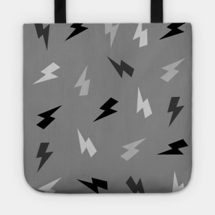 Grey and Black Lightning, Thunder, Bolt on Grey Tote