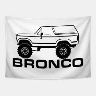 1980-1986 Ford Bronco Side, w/Tires, Black Print Tapestry