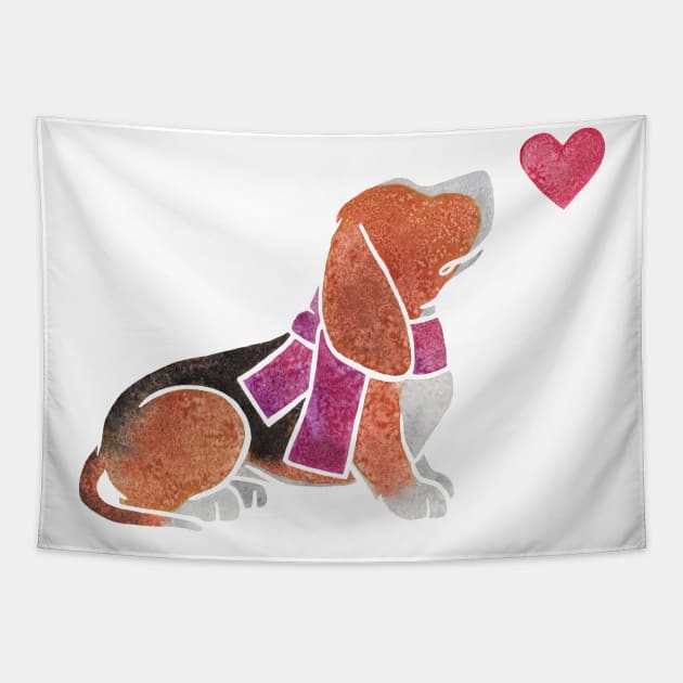 Watercolour Basset Hound Tapestry by animalartbyjess