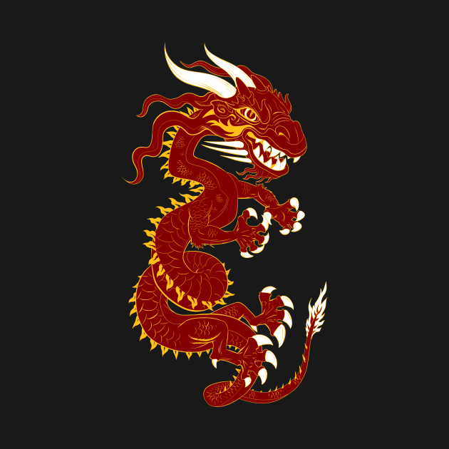 Red Dragon with Golden Style by Lines