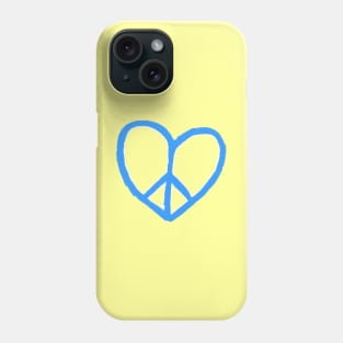 Blue Yellow Ukrainian Heart Peace, Peace Love, Peace Sign, No War Phone Case