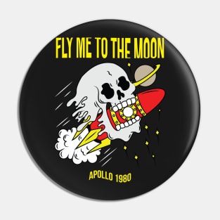 Fly me to the moon, skull Pin