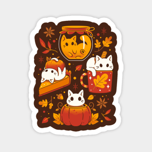 Pumpkin Party Kittens - Fall Cats Magnet