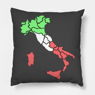 Stylized map of Italy combined with the tricolor flag Pillow