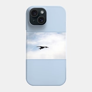 Great Blue Heron Flying Past the Clouds Above Trojan Pond 4 Phone Case