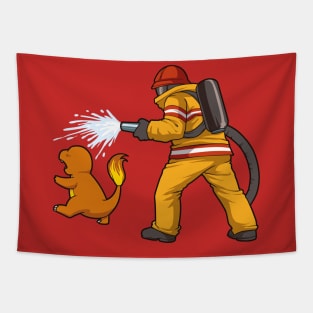 Firefighter Fire Dinosaur Firefighter T-Shirt and Gift tshirt Tapestry