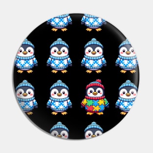 Autism Awareness Puzzle Penguin Party Pattern Pin