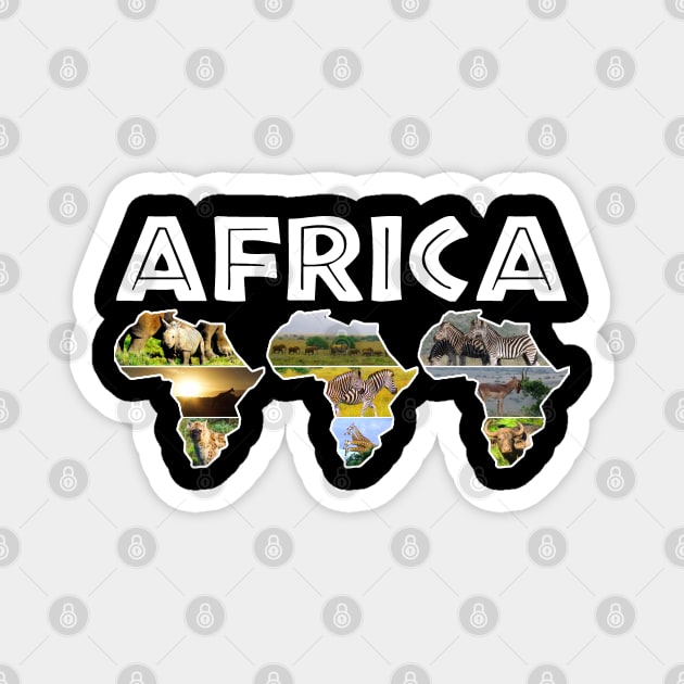 African Wildlife Continent Collage Trio Magnet by PathblazerStudios