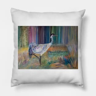 Crane and swamp Pillow