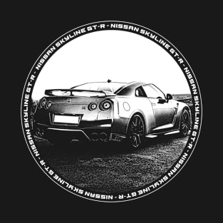 NISSAN GT-R R35 Black 'N White 4 (Black Version) T-Shirt