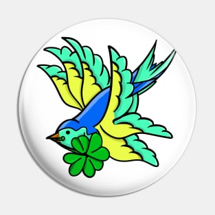 Swallow And Shamrock Pin