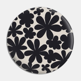 Black Flowers Pattern Pin