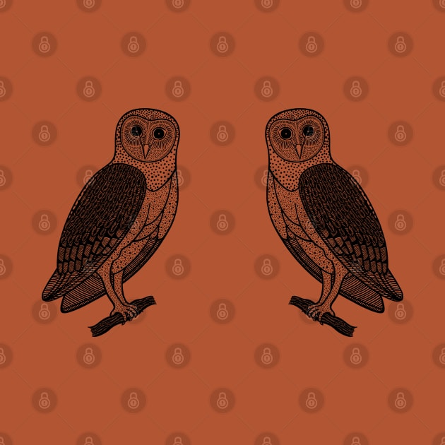 Barn Owls in Love - super cute hand drawn owl lovers design by Green Paladin