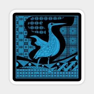 agami heron bird in ecopop talavera pattern wallpaper art in blue Magnet