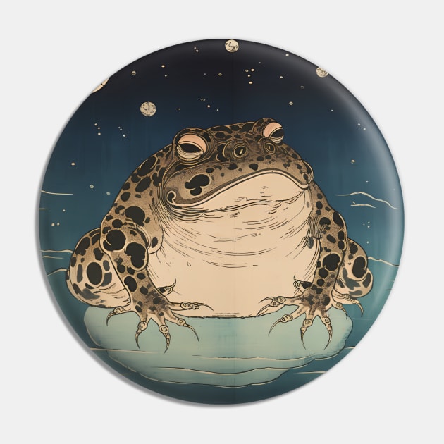 Japanese Frog: Asian American and Pacific Islander Heritage Month, United States on a Dark Background Pin by Puff Sumo