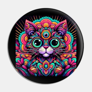 Psychedelic Cat Pin