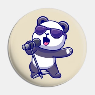 Cute Panda Singing Cartoon Pin