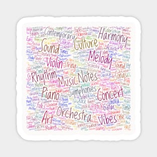 Melody Music Orchestra Silhouette Shape Text Word Cloud Magnet