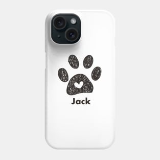 Jack name made of hand drawn paw prints Phone Case