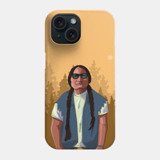 Native American Chief Sitting Bull GTA Art Style Portrait with Background Phone Case