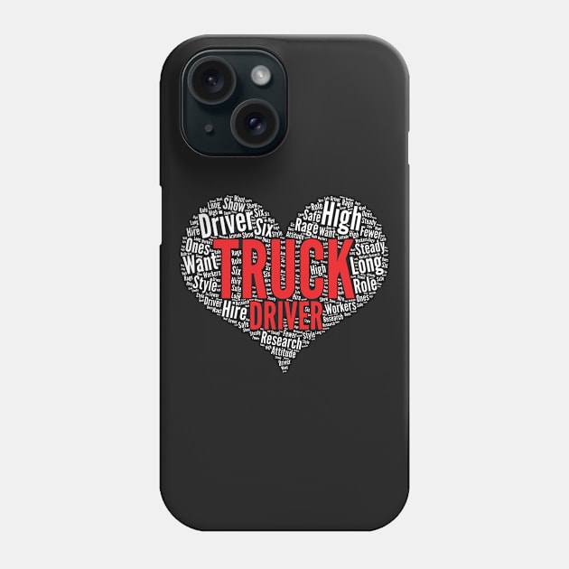 Truck driver Heart Shape Word Cloud Design product Phone Case by theodoros20