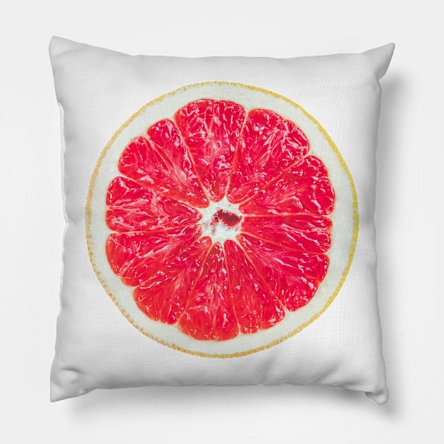 Sliced Fresh Grapefruit Pillow by mrdoomits