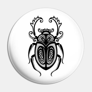 Black and White Illustration of Exotic Scarab Pin