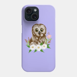 Owl with flowers-coloured Phone Case