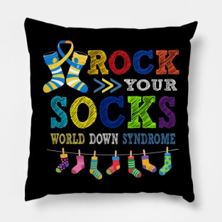 rock your socks world down syndrowe Pillow