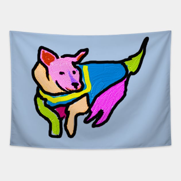 Colorful Hero Dog Tapestry by Jan4insight TeeStore