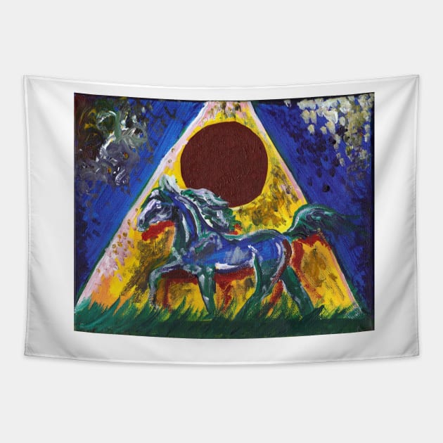 Horse and Pyramid Tapestry by pegacorna