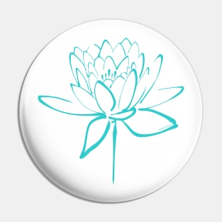 Lotus Blossom Calligraphy Cyan Pin