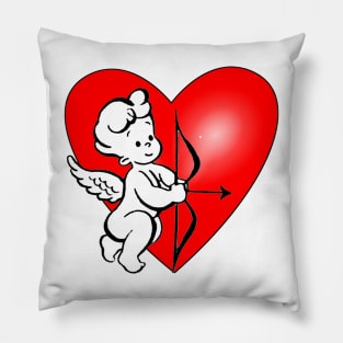 Angel Cupid flexing a red heart Pillow