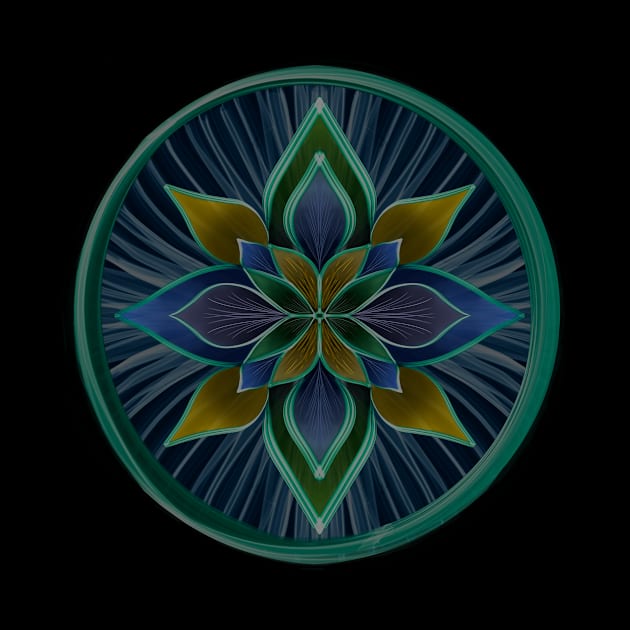 Blue and green mandala flower by KolibriPrints