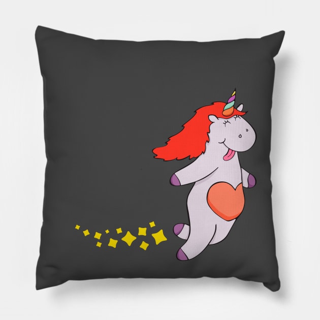 Happy unicorn Pillow by cat_in_slippers